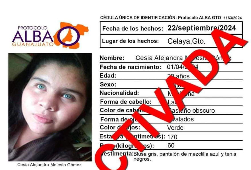 Localizan sin vida a joven desaparecida en Celaya 