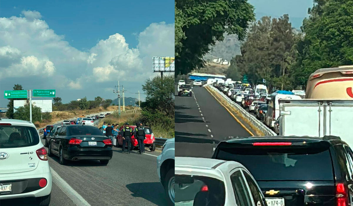 Carambola en la Guanajuato-Silao deja dos heridos y horas de tráfico