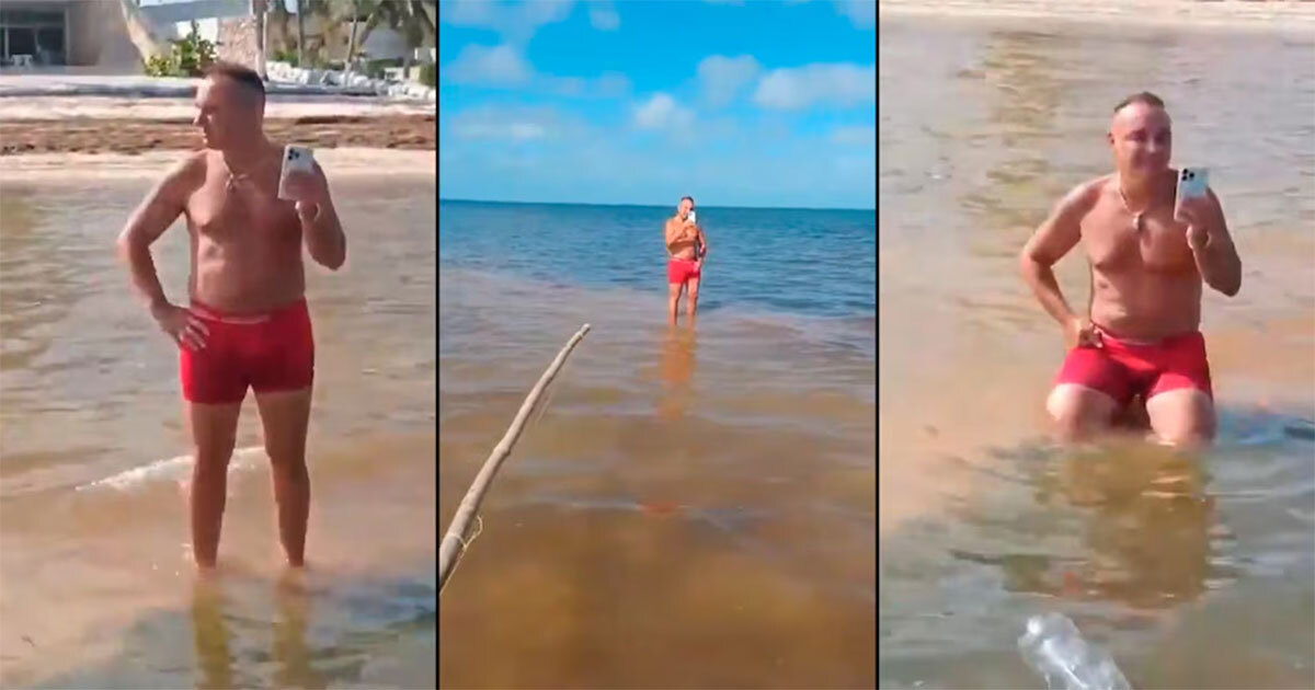 Video | Italiano dice ser dueño de la playa de Yucatán y corre a los pescadores de “su mar”